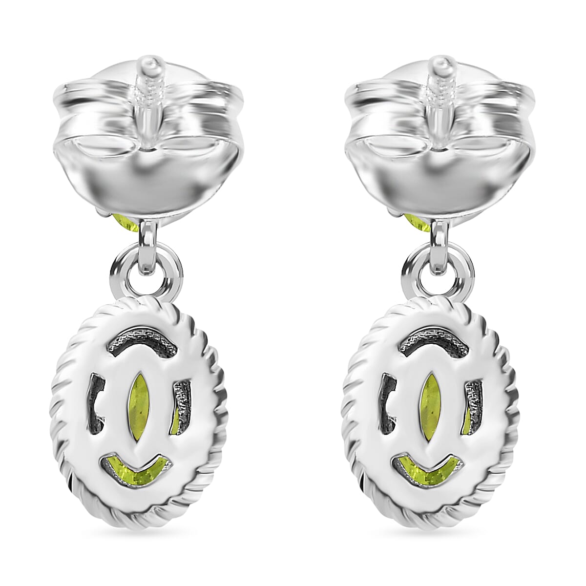 Hebei Peridot Dangle Earrings in Sterling Silver