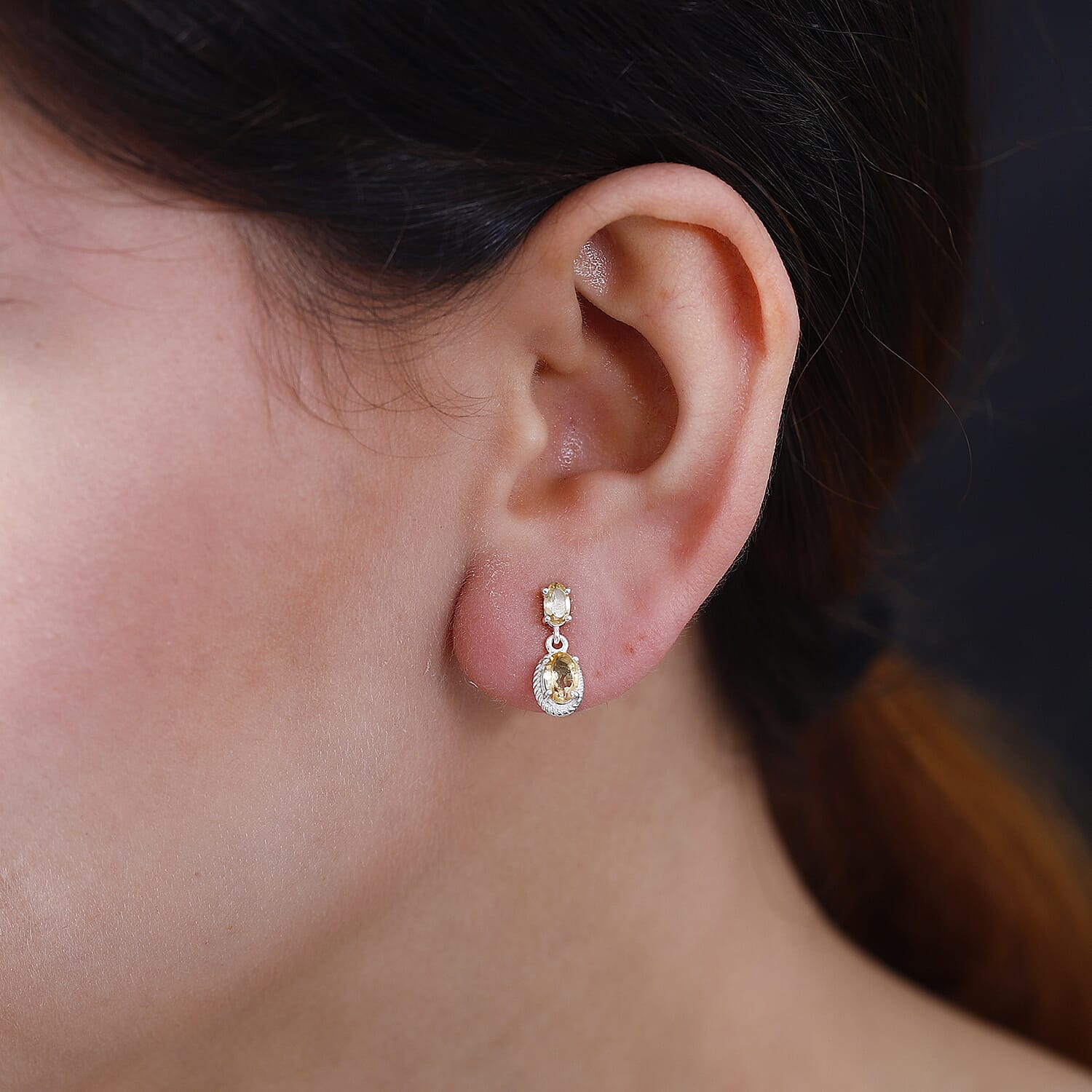 Citrine Dangle Earrings Sterling Silver 1.25 Ct