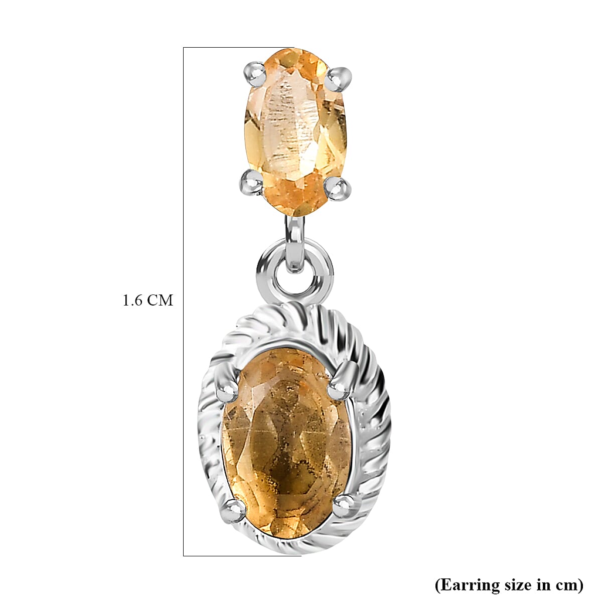 Citrine Dangle Earrings Sterling Silver 1.25 Ct