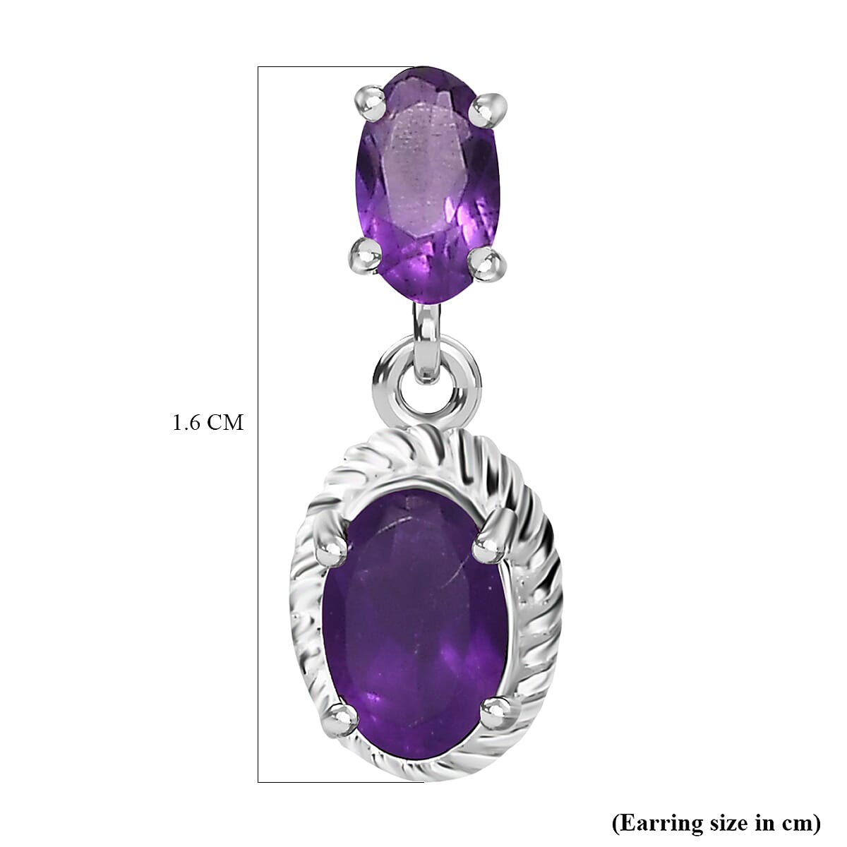 Amethyst Dangle Earrings in Sterling Silver 1.31 Ct