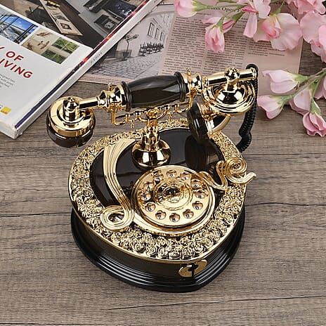 Antique Phone Music Box with Jewellery Box (Size 20x18x16 cm) - Brown