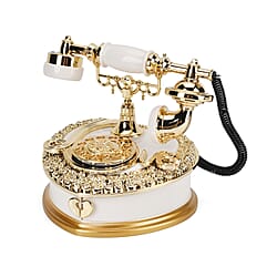 Vintage Style Heart Shaped Telephone Music Box with Drawers