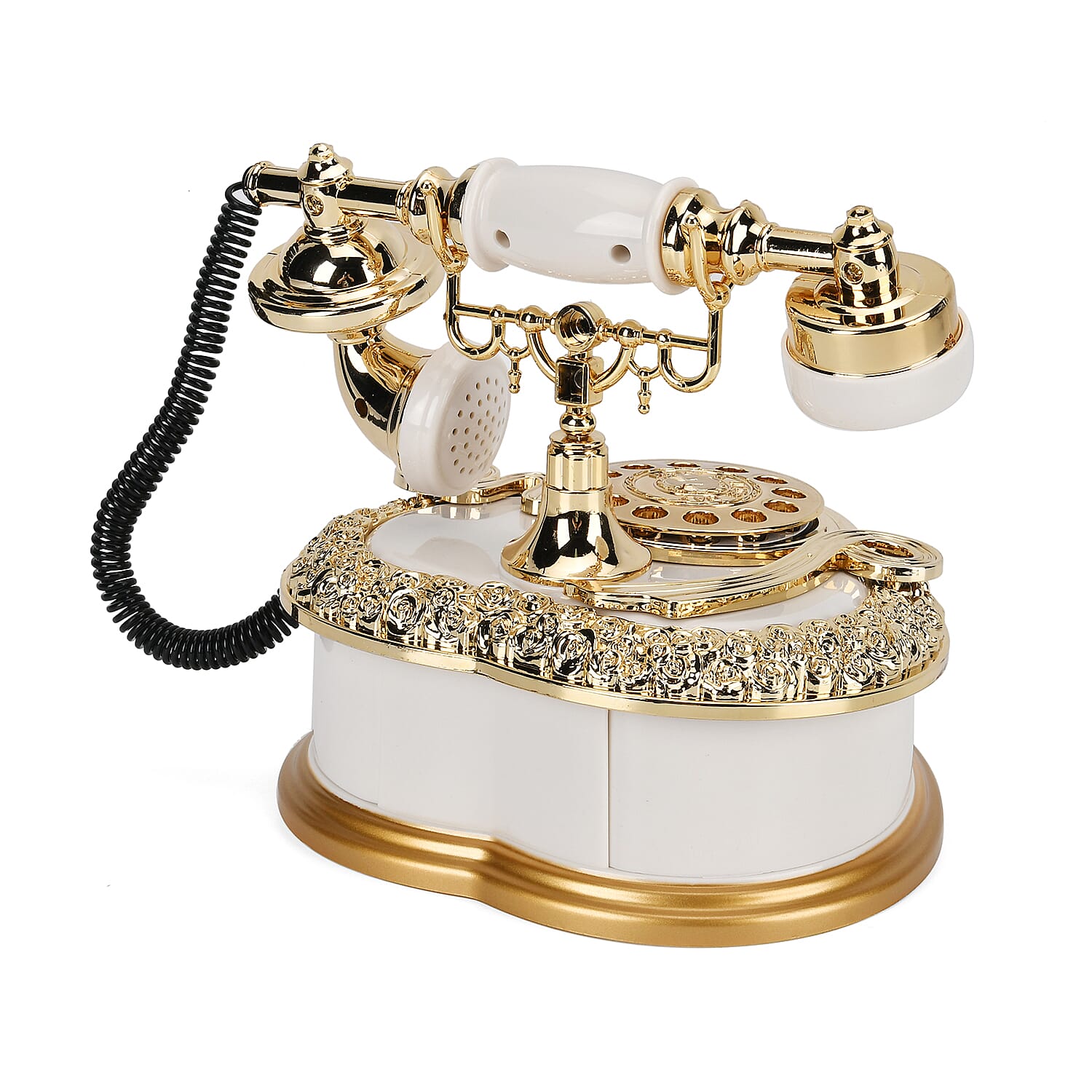 Antique Phone Music Box with Jewellery Box (Size 20x18x16 cm) - White
