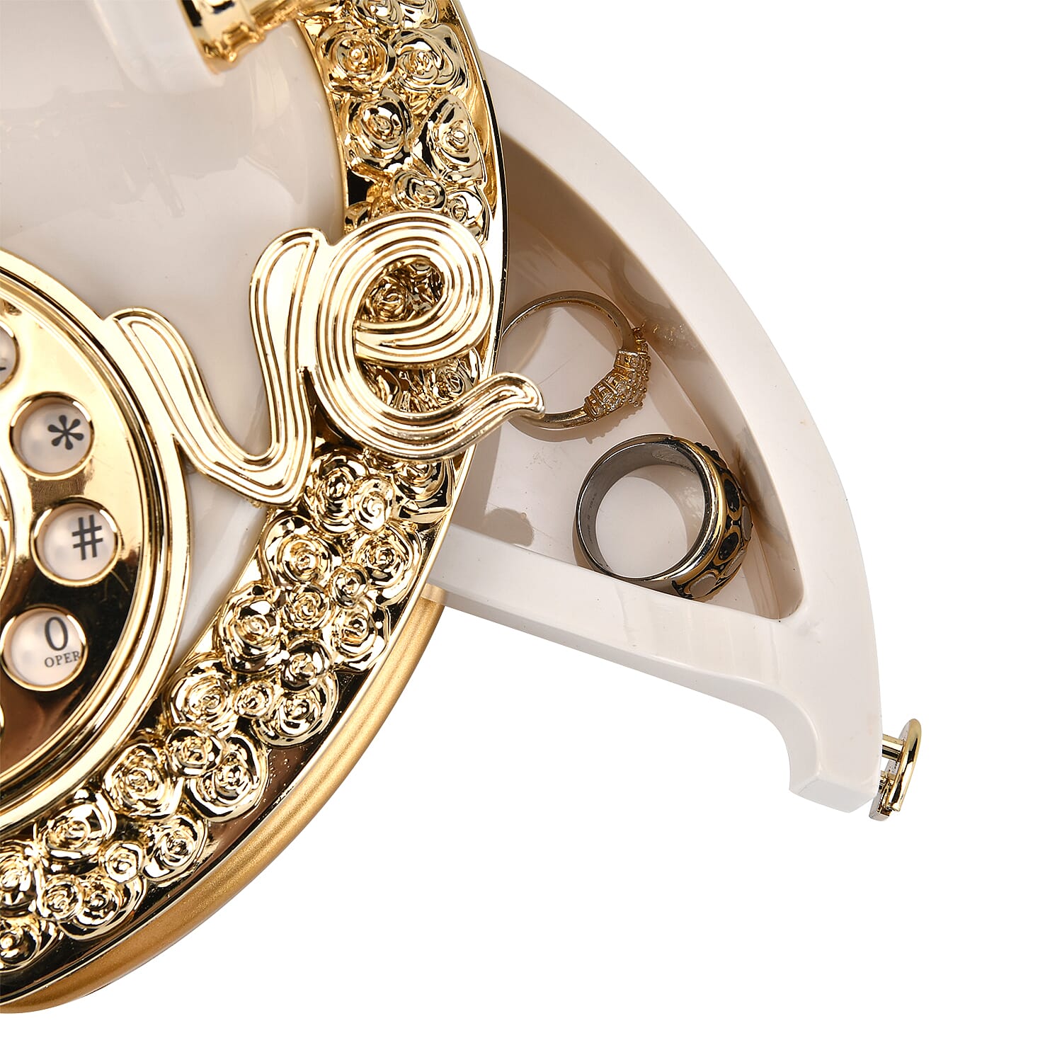 Antique Phone Music Box with Jewellery Box (Size 20x18x16 cm) - White