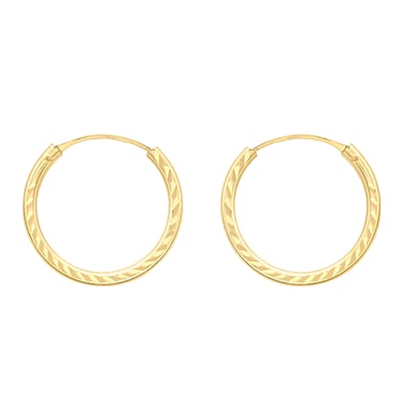 9K Gold 1.5mm Diamond Cut 13mm Sleeper Earrings