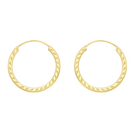 9K Gold 1.5mm Diamond Cut 15mm Sleeper Earrings