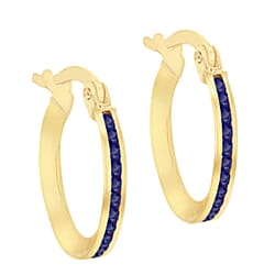 9K Gold Blue Cubic Zircon Slim Hoop Earrings