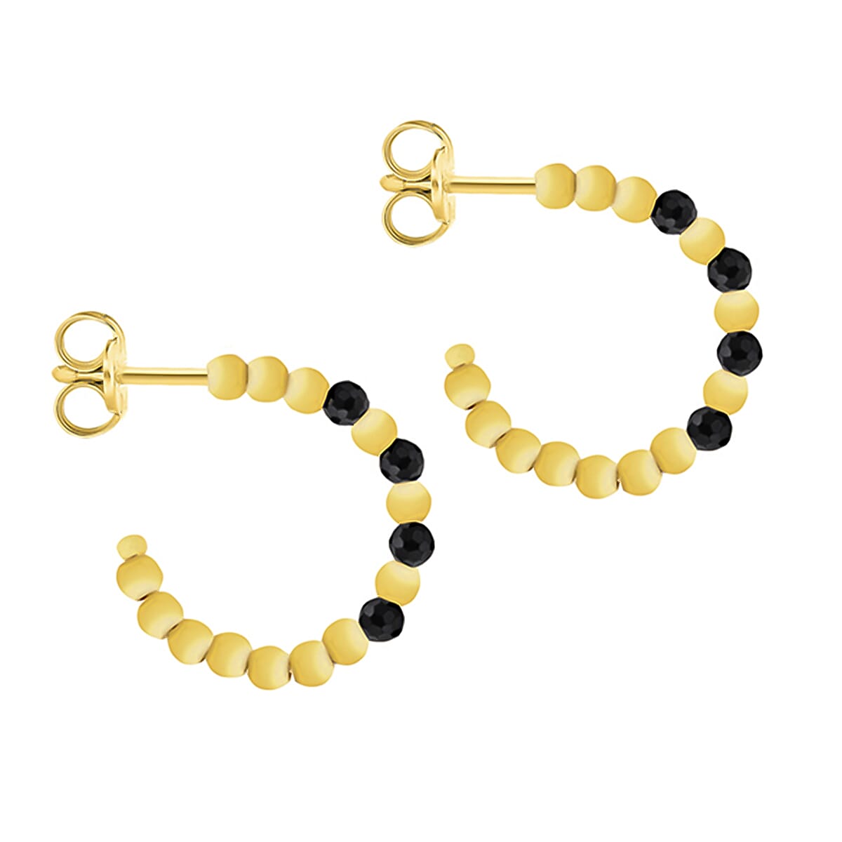9K Yellow Gold  A   Black Cubic Zirconia  Earring 0.56 pc,  Gold Wt. 1.4 Gms  0.560  Ct.