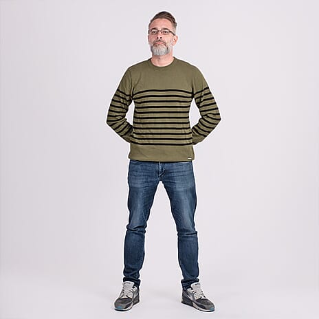 Cotton Woven Jumper (Size L) - Khaki - Black