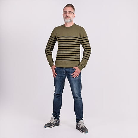 Cotton Woven Jumper (Size L) - Khaki - Black