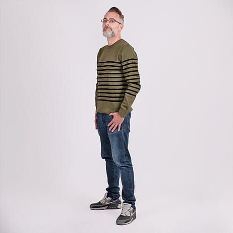 Cotton Woven Jumper (Size L) - Khaki - Black