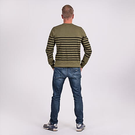 Cotton Woven Jumper (Size L) - Khaki - Black
