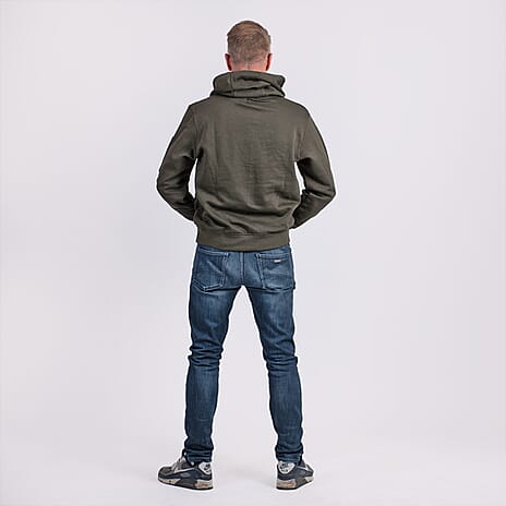 Mens Knitwear Cotton Hoodie Sweat Shirt (Size S) - Khaki