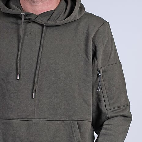 Mens Knitwear Cotton Hoodie Sweat Shirt (Size S) - Khaki