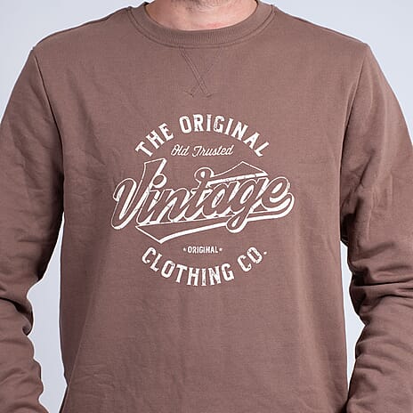 Cotton Woven Sweat Shirt (Size L) - Brown