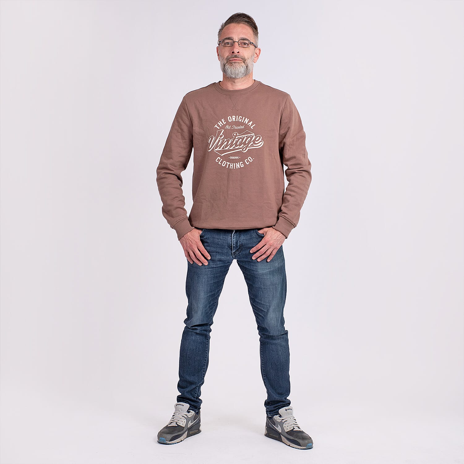 Mens Knitwear Cotton Sweat Shirt (Size S) - Brown