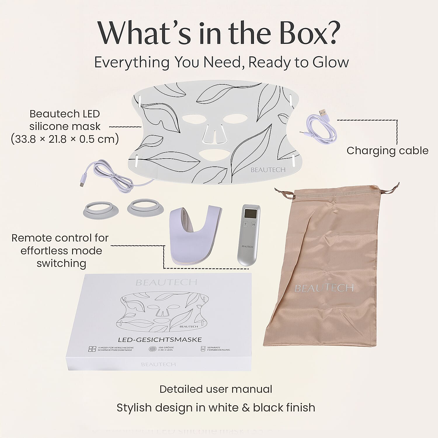 LOWEST EVER PRICE- Beautech Silicone LED Face Mask - Anti Aging Red, Antibacterial Blue, Yellow, Purple & Infrared) with Remote & Timer