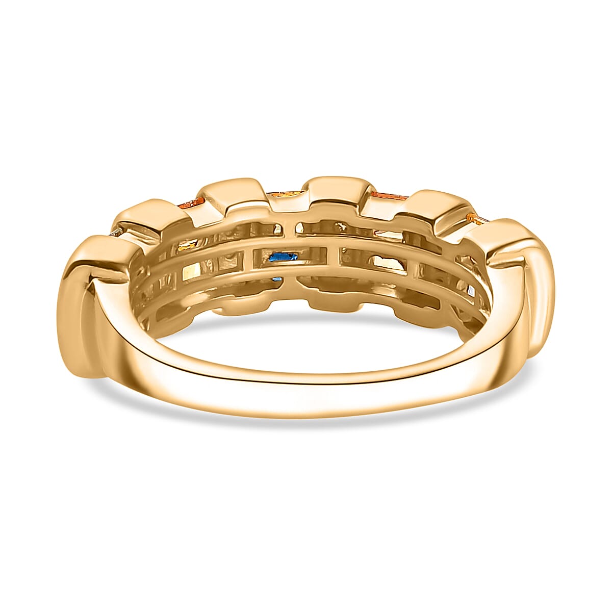 Multi Sapphire & Natural Zircon Band Ring in 18K Vermeil Yellow Gold Plated Sterling Silver 1.38 Ct Multi Sapphire & Natural Zircon Band Ring in 18K Vermeil Yellow Gold Plated Sterling Silver 1.38 Ct