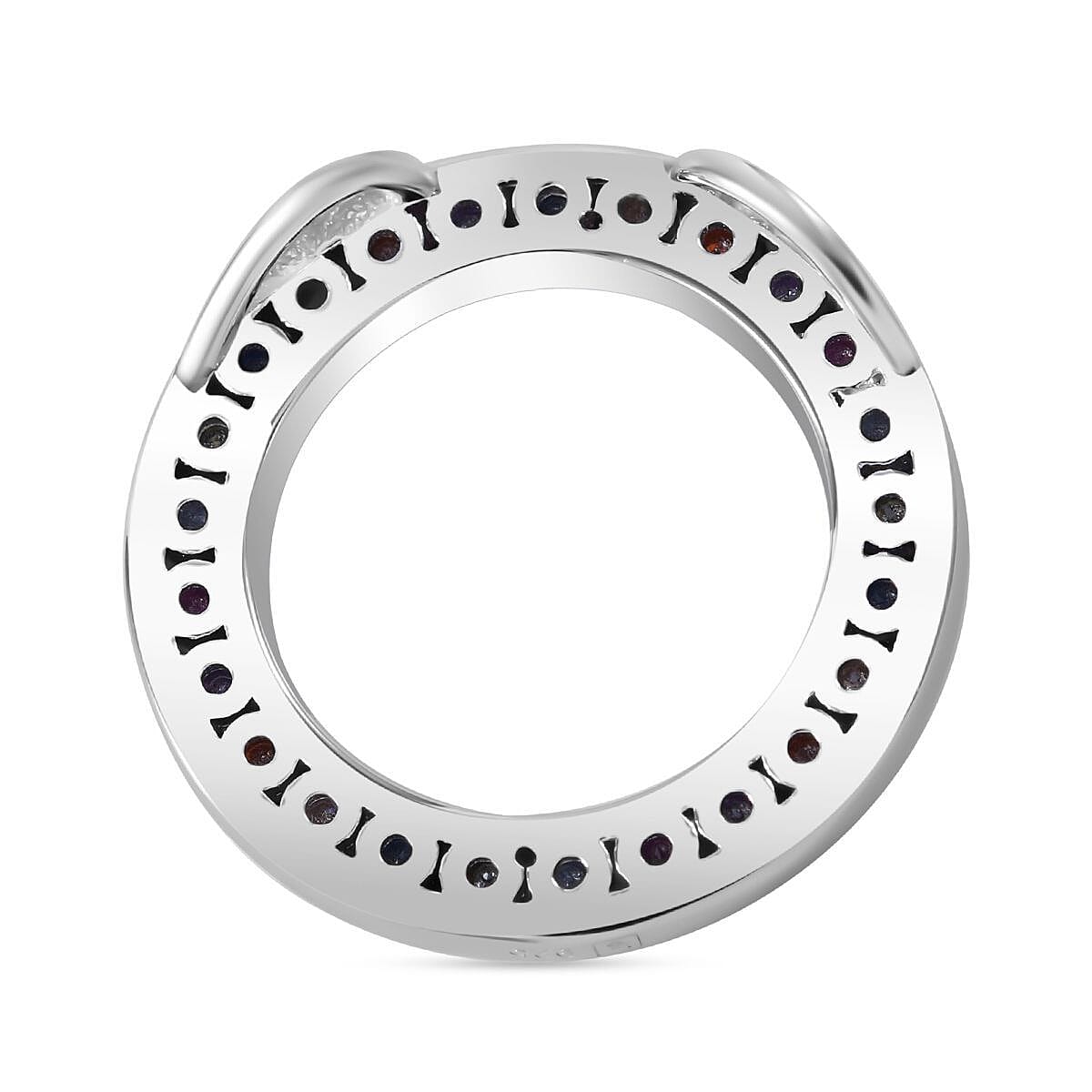 Multi Colour Cubic Zirconia Pendant in Rhodium Overlay Sterling Silver 1.71 Ct.