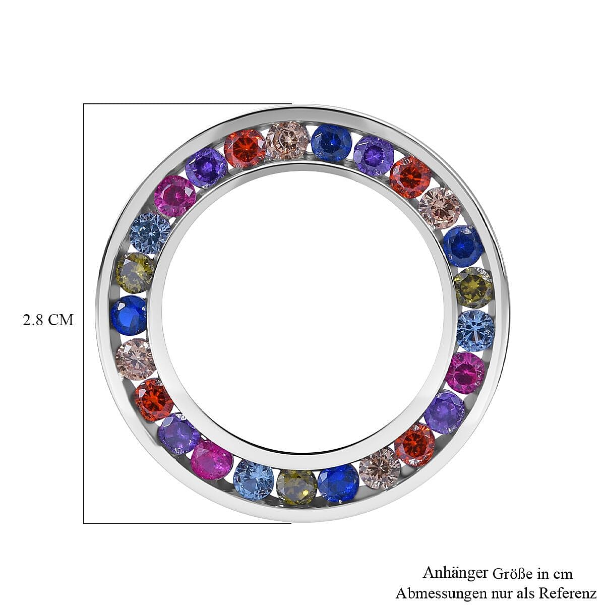 Multi Colour Cubic Zirconia Pendant in Rhodium Overlay Sterling Silver 1.71 Ct.