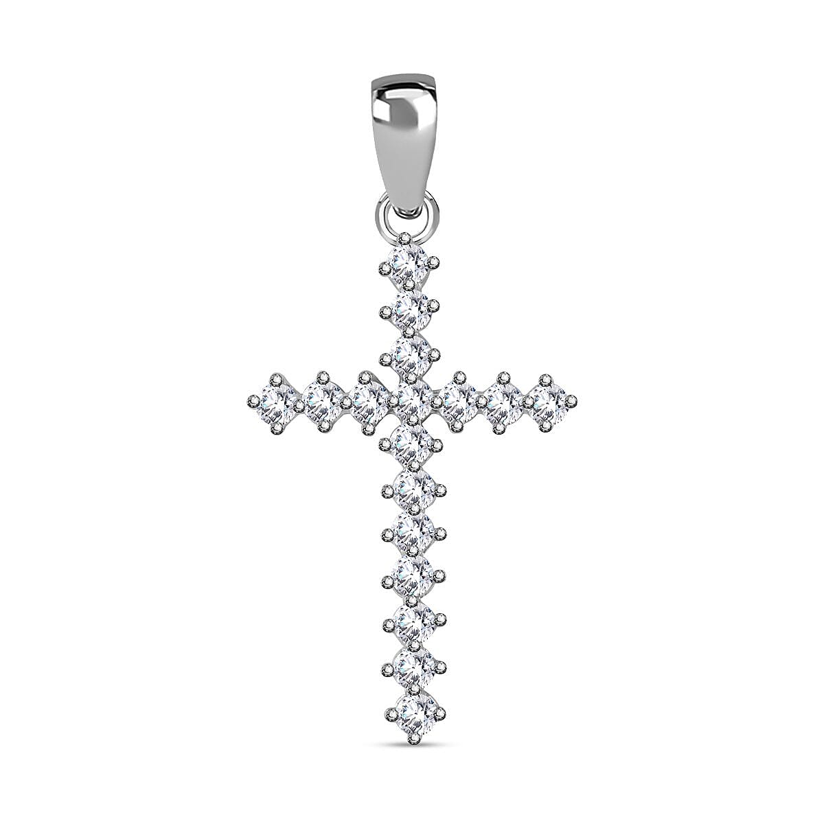 Lustro Stella - White Cubic Zirconia Pendant in rhodium Sterling Silver