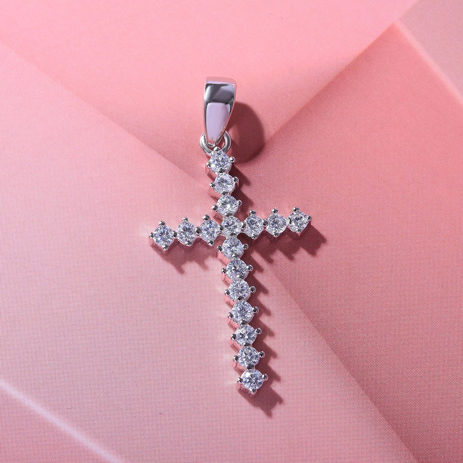 Lustro Stella - White Cubic Zirconia Pendant in rhodium Sterling Silver