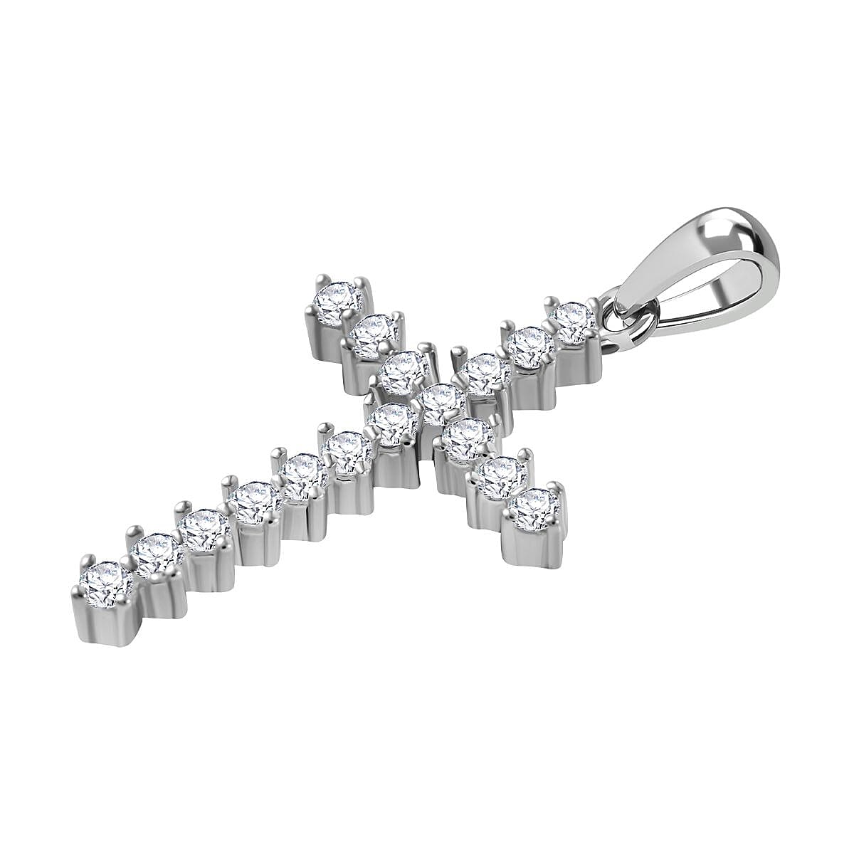 Lustro Stella - White Cubic Zirconia Pendant in rhodium Sterling Silver