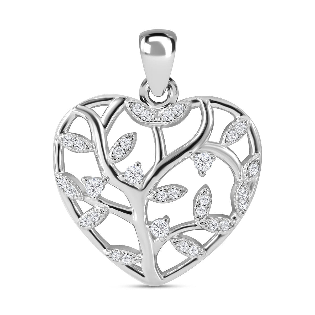 Lustro Stella - White Cubic Zirconia Pendant in rhodium Sterling Silver