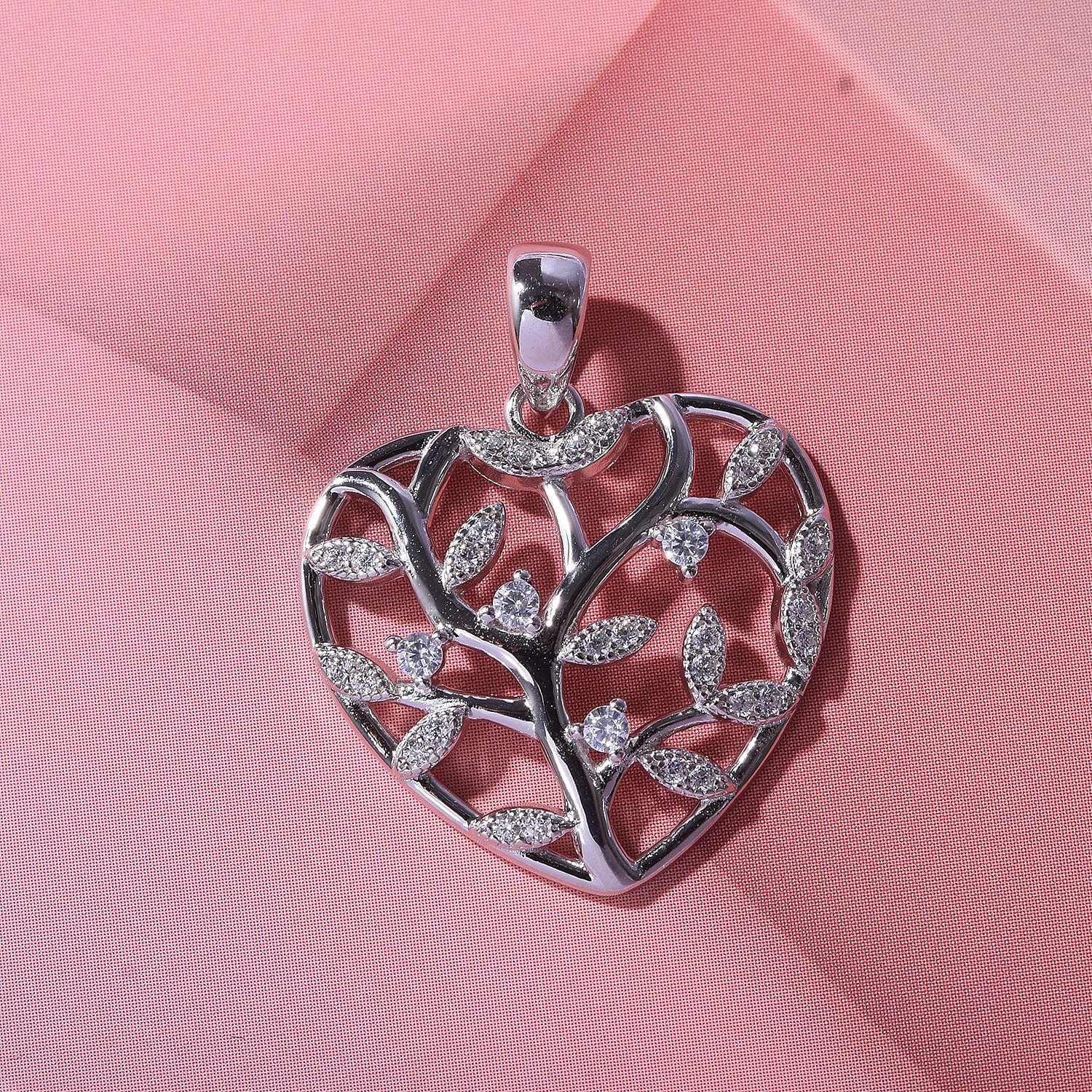 Lustro Stella - White Cubic Zirconia Pendant in rhodium Sterling Silver