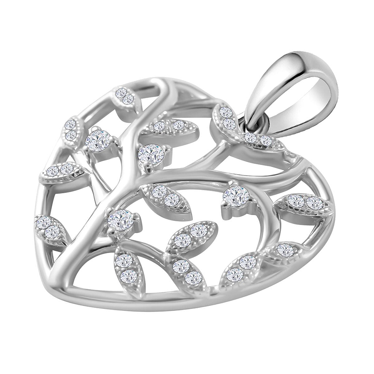 Lustro Stella - White Cubic Zirconia Pendant in rhodium Sterling Silver