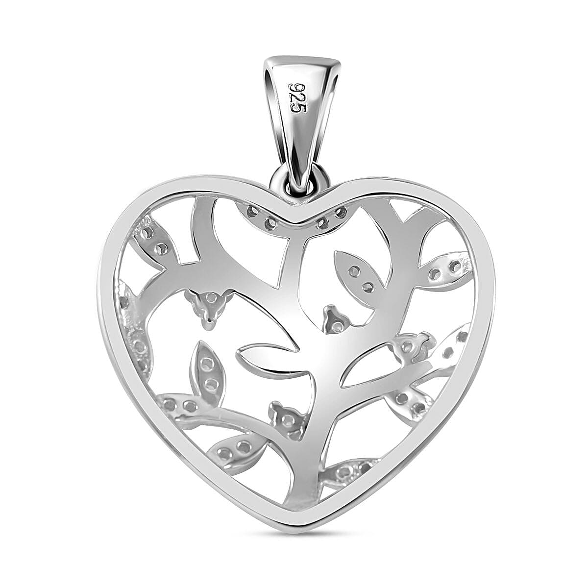 Lustro Stella - White Cubic Zirconia Pendant in rhodium Sterling Silver