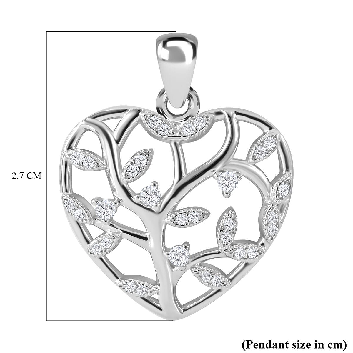 Lustro Stella - White Cubic Zirconia Pendant in rhodium Sterling Silver
