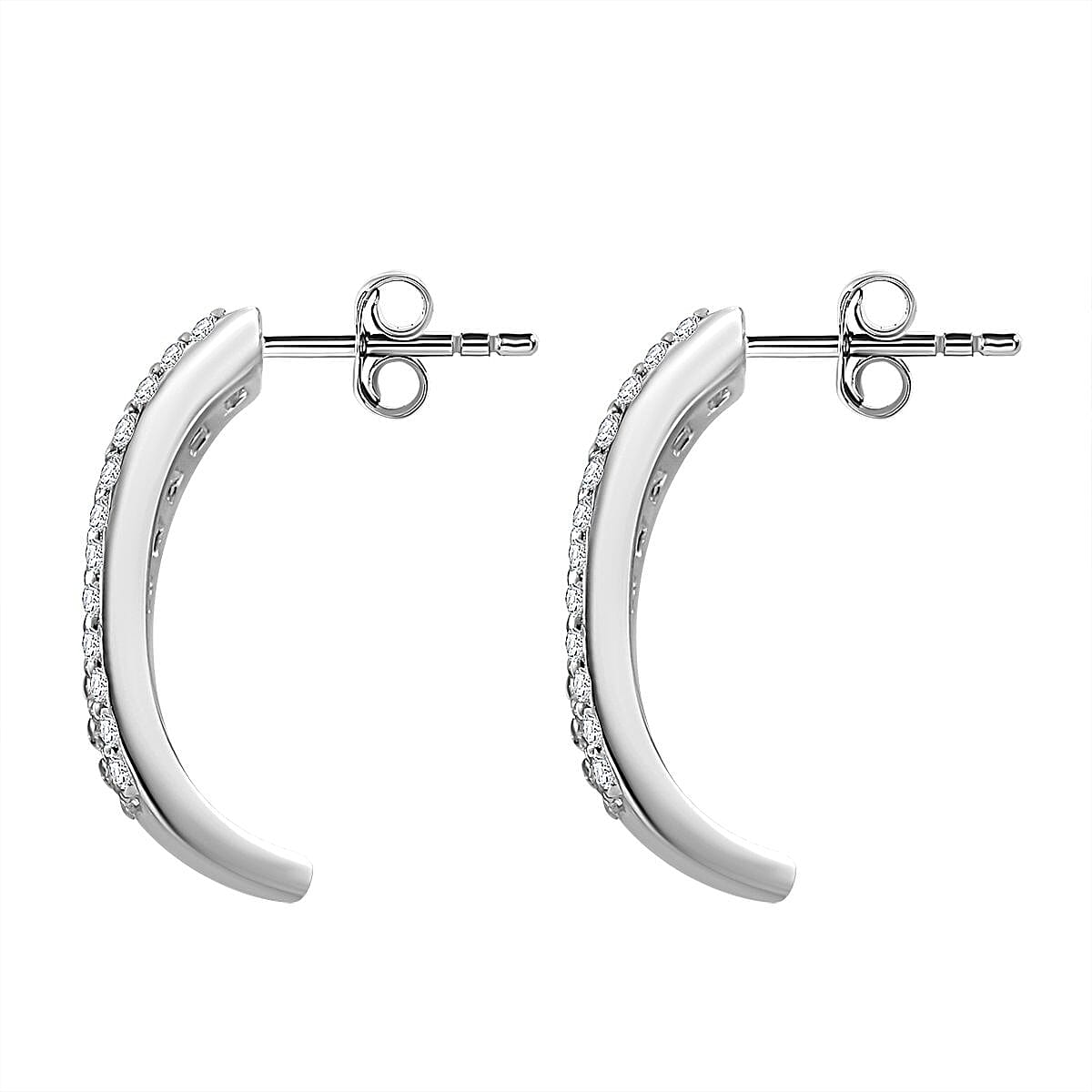 White Cubic Zirconia Earring in Rhodium Overlay Sterling Silver 1.52 Ct.