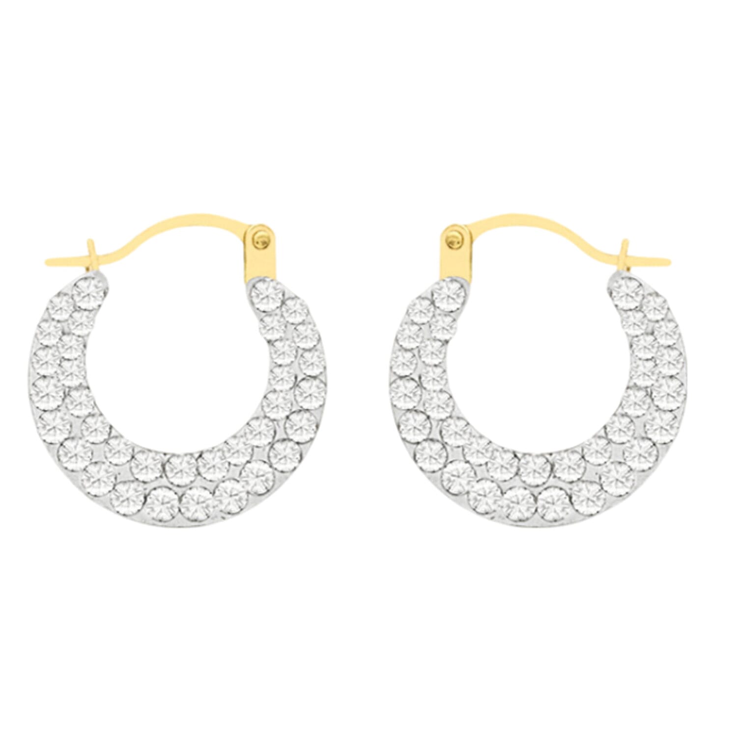 9K Yellow Gold  A   White Crystal  Earring 1.40 ct,  Gold Wt. 0.3 Gms  1.400  Ct.