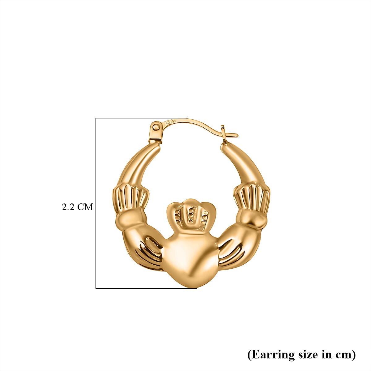 Hatton Garden Closeout Deal - 9K Yellow Gold Claddagh Hoop Earrings