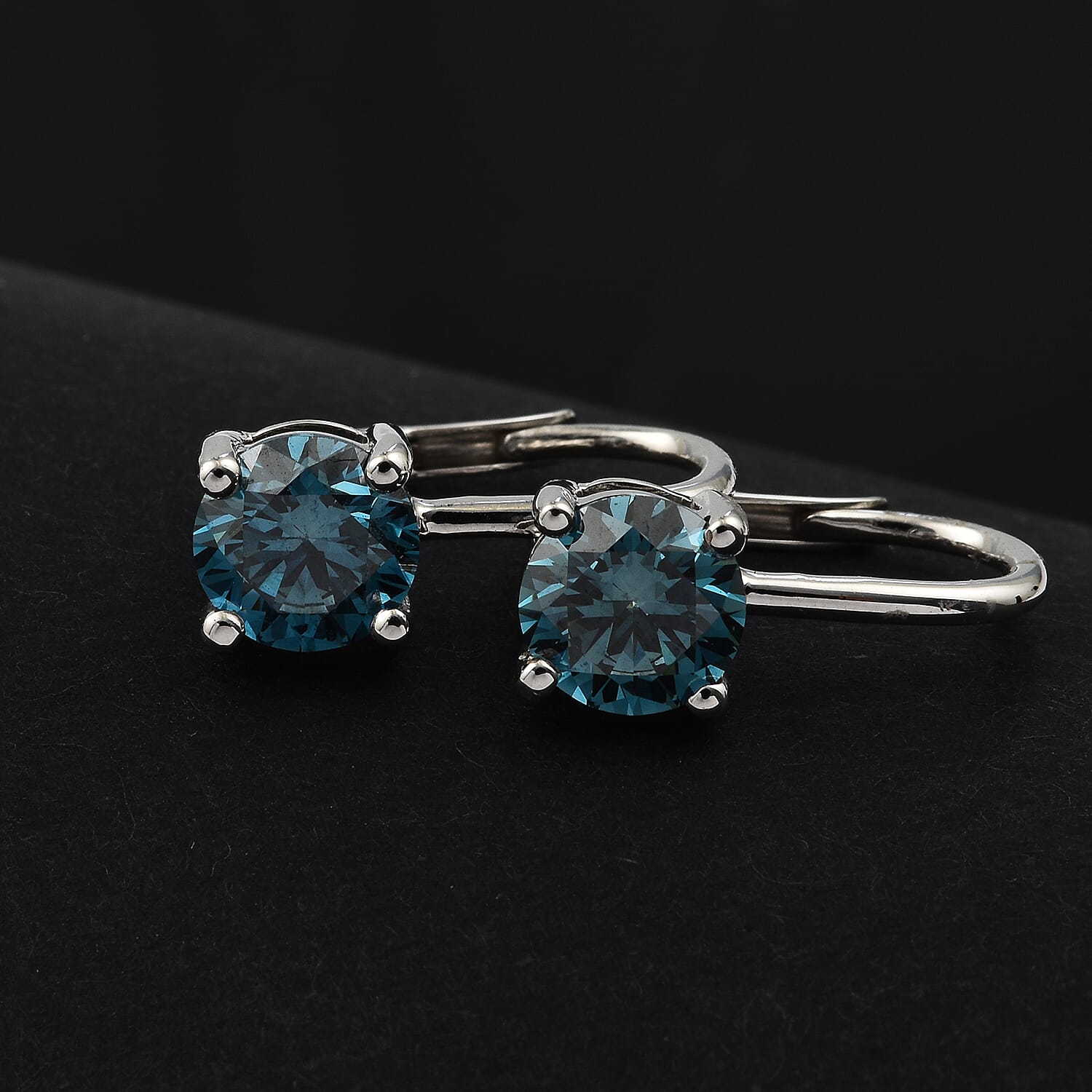 14K W Gold Lab Grown Diamond Earrings 2.00 Ct