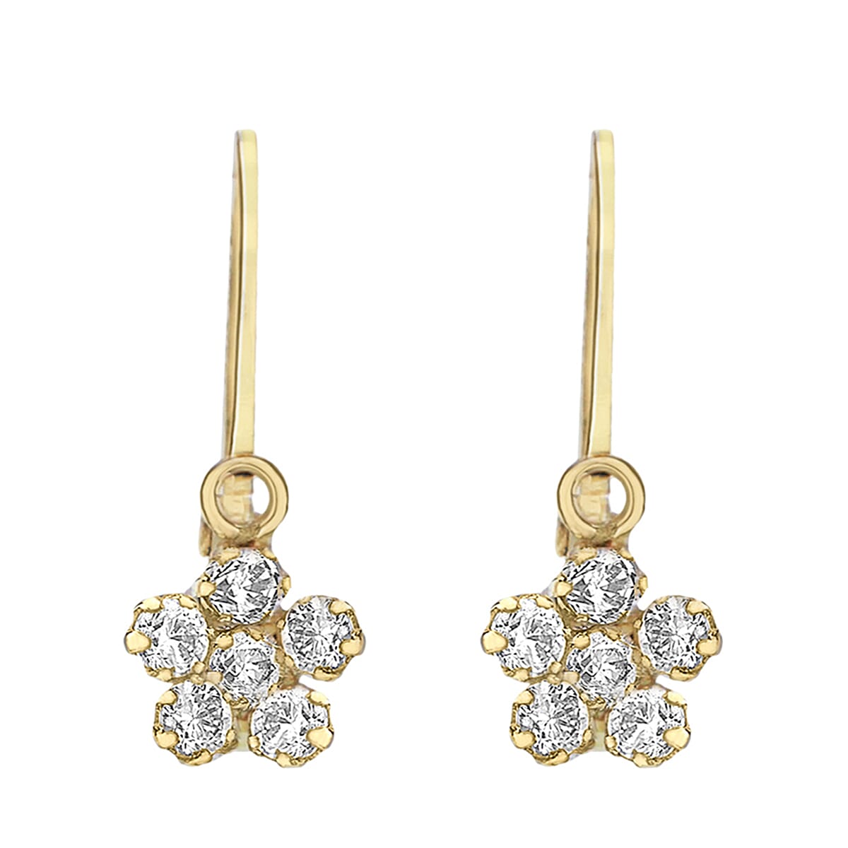 9K Yellow Gold  A   White Cubic Zirconia  Earring 0.36 pc,  Gold Wt. 0.43 Gms  0.360  Ct.
