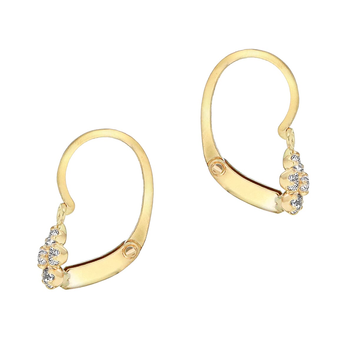 9K Yellow Gold  A   White Cubic Zirconia  Earring 0.36 pc,  Gold Wt. 0.43 Gms  0.360  Ct.