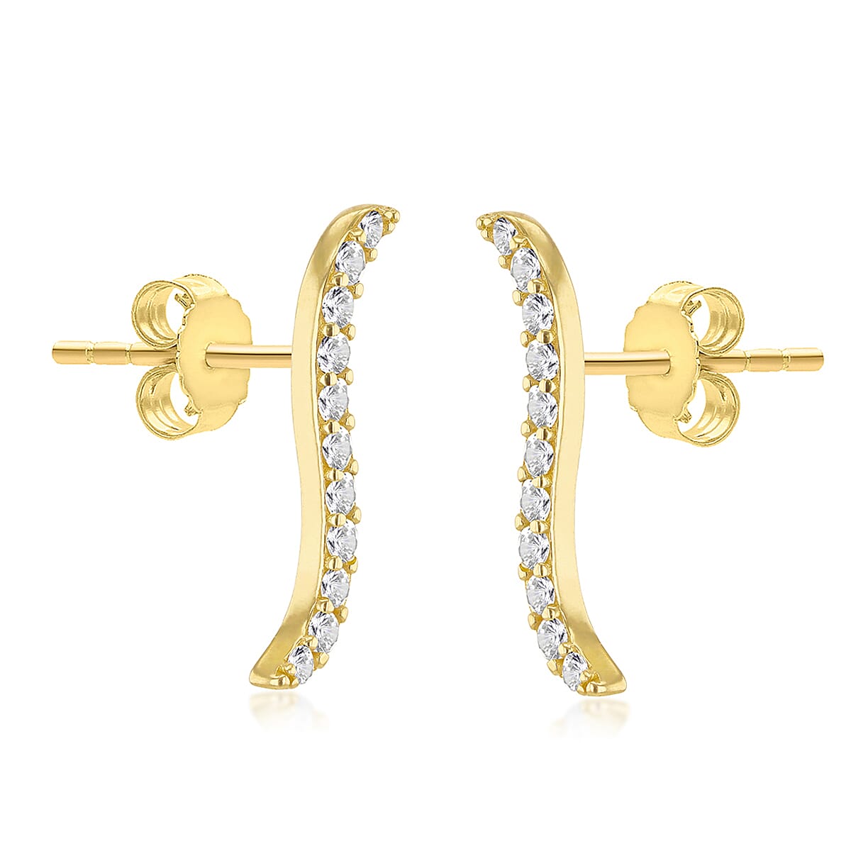 9K Yellow Gold  A   White Cubic Zirconia  Earring 0.22 pc,  Gold Wt. 1.1 Gms  0.220  Ct.