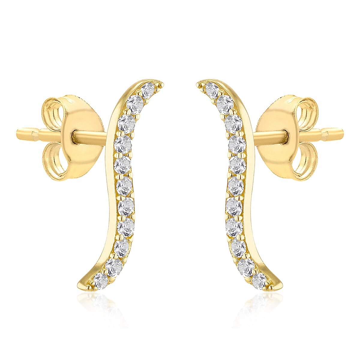 9K Yellow Gold  A   White Cubic Zirconia  Earring 0.22 pc,  Gold Wt. 1.1 Gms  0.220  Ct.