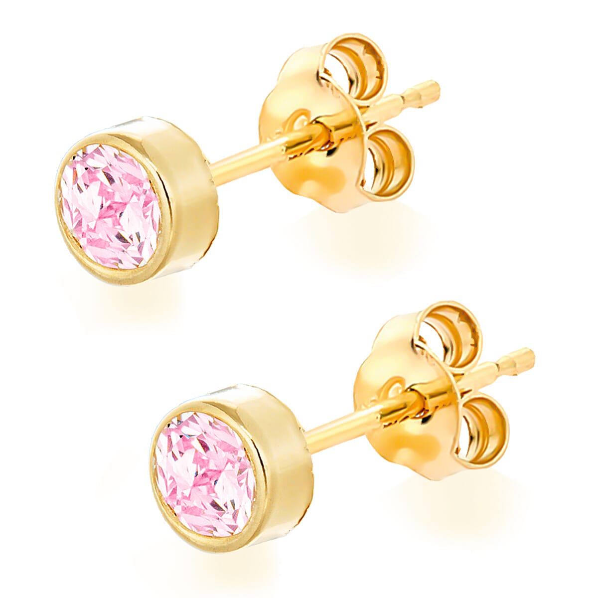 9K Yellow Gold  A   Pink Cubic Zirconia  Earring 0.90 ct,  Gold Wt. 0.44 Gms  0.900  Ct.