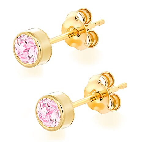 9K Yellow Gold  A   Pink Cubic Zirconia  Earring 0.90 ct,  Gold Wt. 0.44 Gms  0.900  Ct.