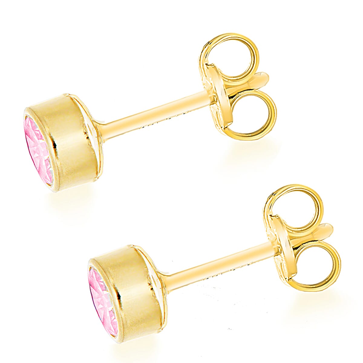9K Yellow Gold  A   Pink Cubic Zirconia  Earring 0.90 ct,  Gold Wt. 0.44 Gms  0.900  Ct.