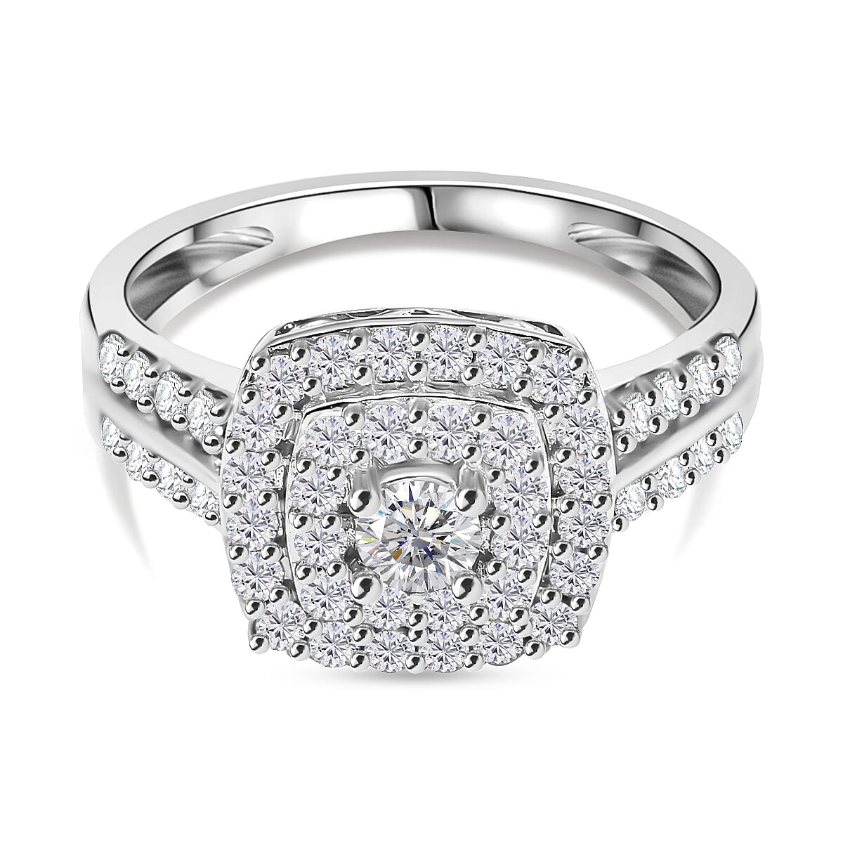 LA Closeout- 9K White Gold Lab Grown (SI-I1-GH) Diamond Ring 0.75 Ct. Size N (Re Size L to O)