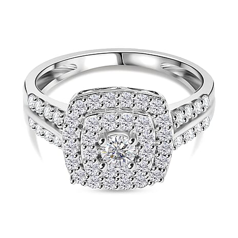 LA Closeout- 9K White Gold Lab Grown (SI-I1-GH) Diamond Ring 0.75 Ct. Size N (Re Size L to O)