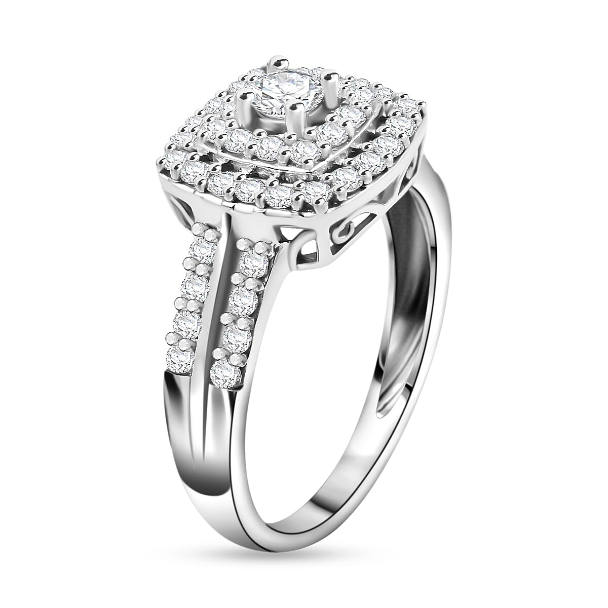 LA Closeout- 9K White Gold Lab Grown (SI-I1-GH) Diamond Ring 0.75 Ct. Size N (Re Size L to O)