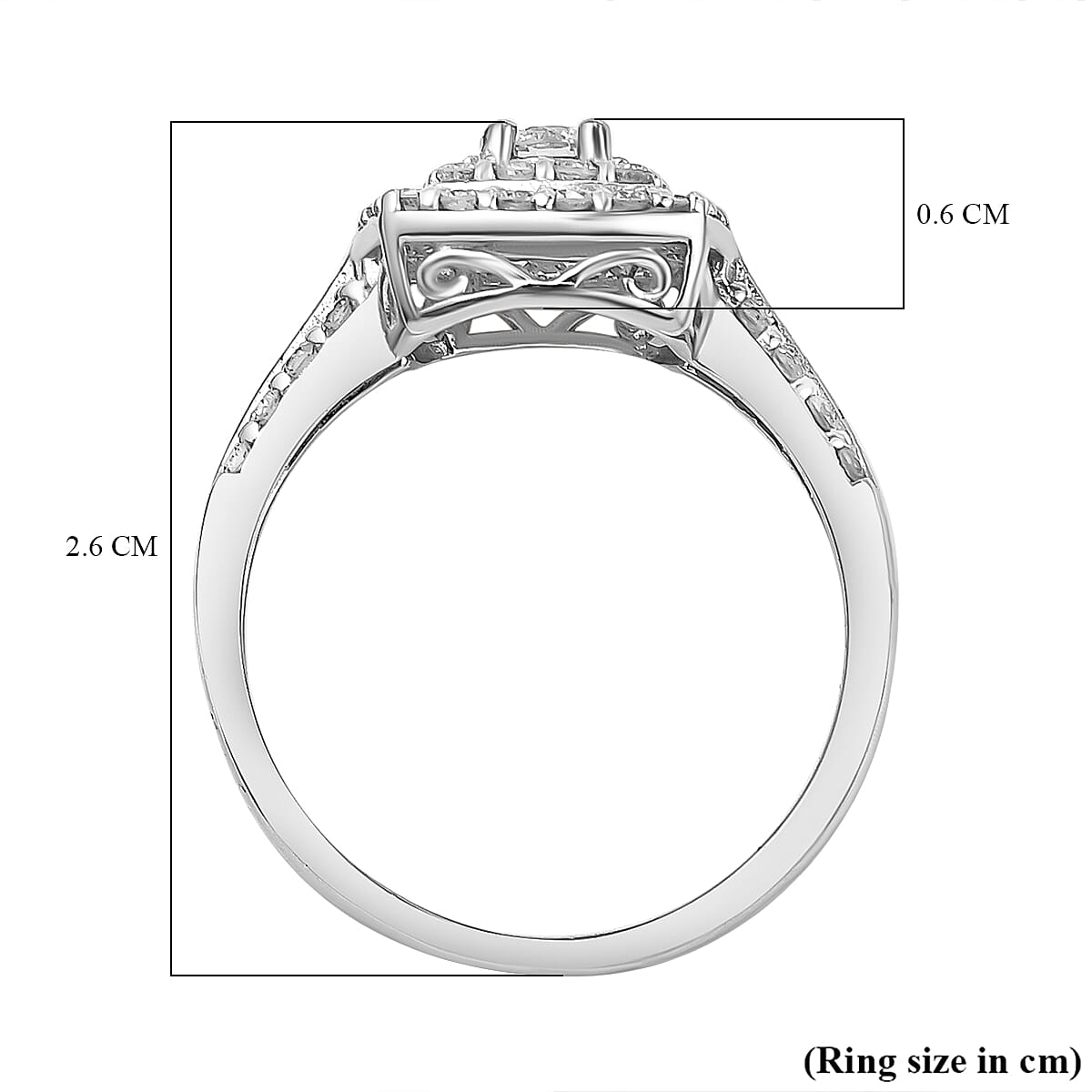 LA Closeout- 9K White Gold Lab Grown (SI-I1-GH) Diamond Ring 0.75 Ct. Size N (Re Size L to O)