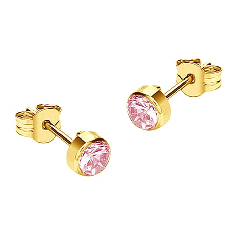 9K Yellow Gold  A   Pink Cubic Zirconia  Earring 2.86 ct,  Gold Wt. 0.99 Gms  2.860  Ct.
