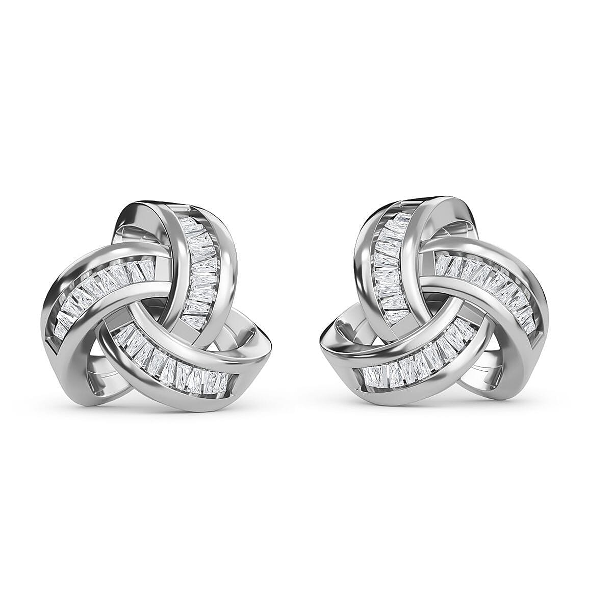 Cubic Zirconia  Earring in rhodium Sterling Silver