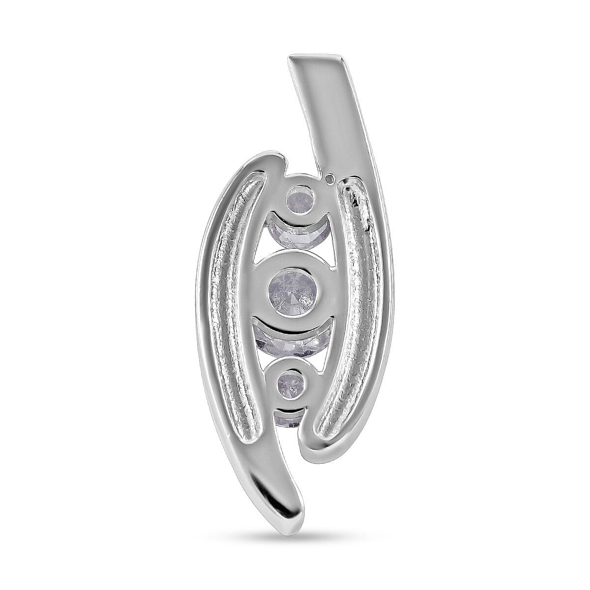 Lustro Stella - White Cubic Zirconia Pendant in Rhodium Overlay Sterling Silver